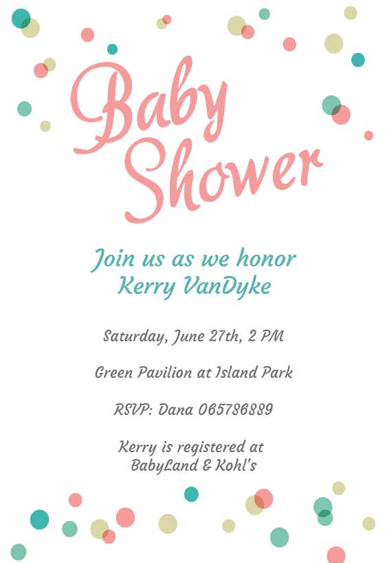 Dancing Dots Borders - Baby shower invitation Template (Free ...