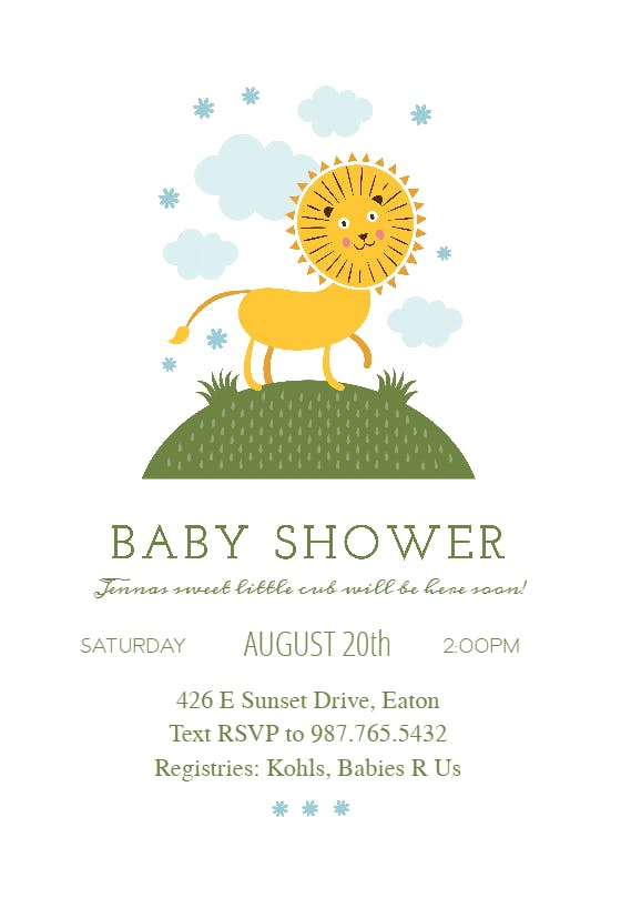 Dandy lion - baby shower invitation