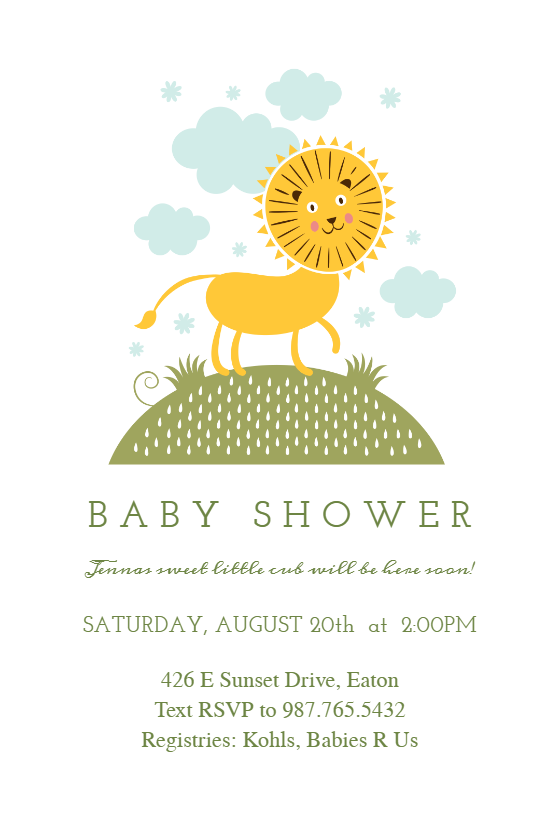 lion baby shower invitations
