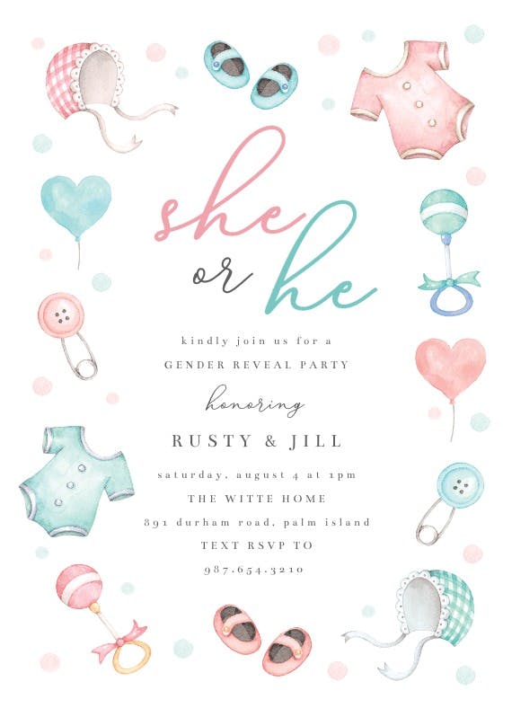 Dear baby watercolor - baby shower invitation