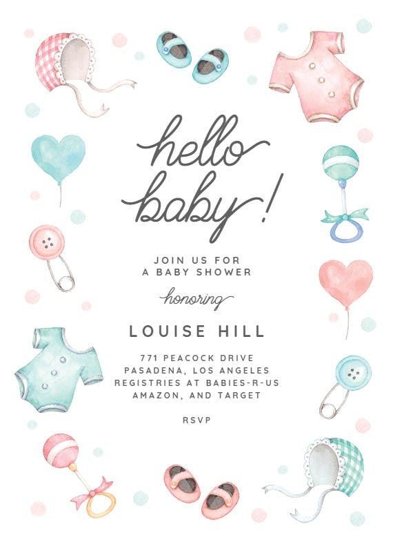 Dear baby watercolor -  invitación para baby shower de bebé niña gratis