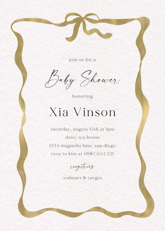 Delicate ribbon - baby shower invitation