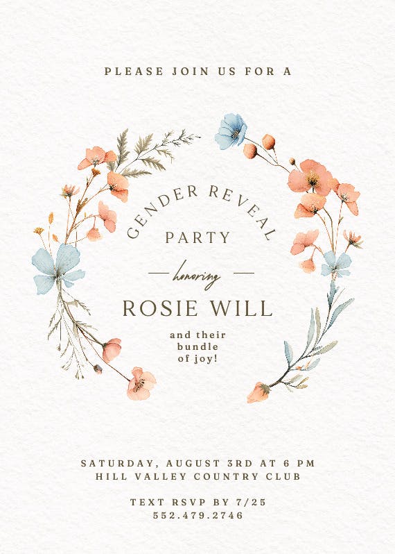 Delicate wreath - printable party invitation