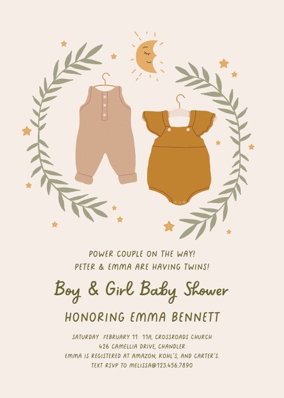Delightful duo - baby shower invitation