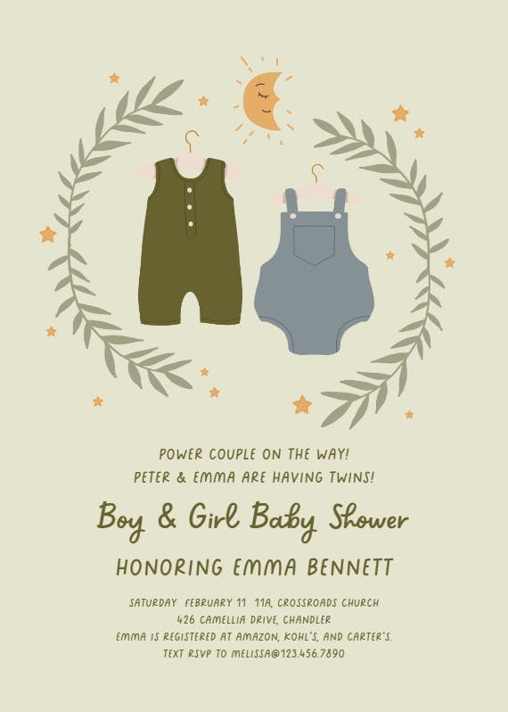Delightful duo - baby shower invitation