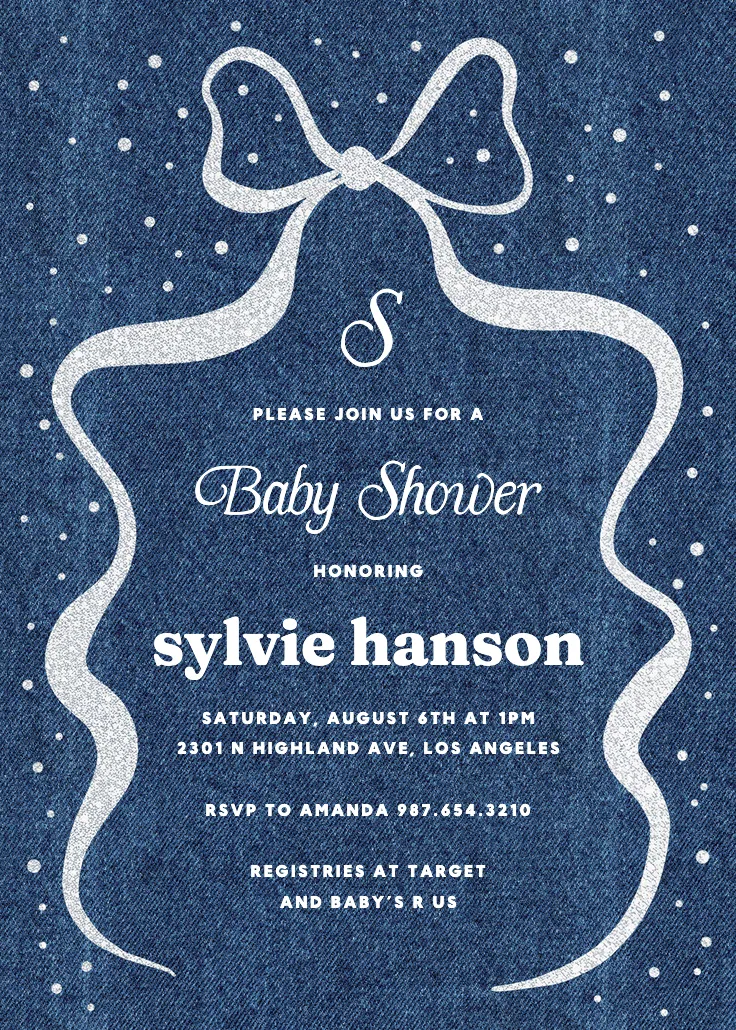 Denim design - baby shower invitation