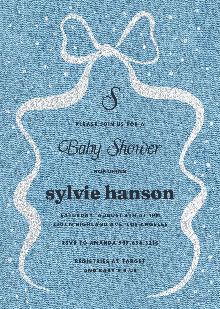 Denim design -  invitación para baby shower