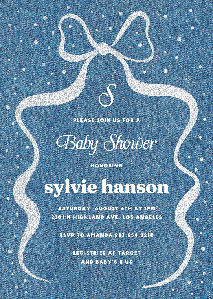 Denim design - baby shower invitation