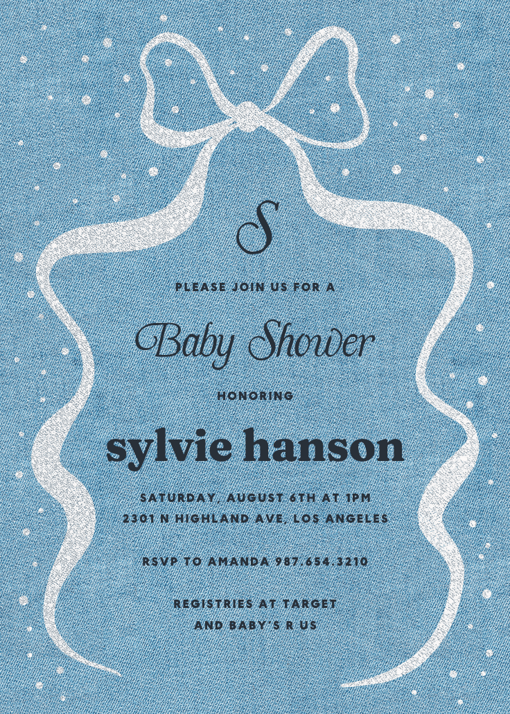 Denim design - baby shower invitation