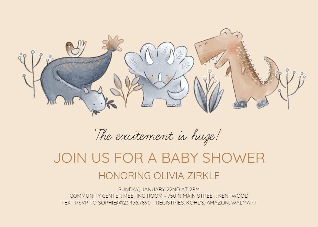 Diminutive dinos - party invitation