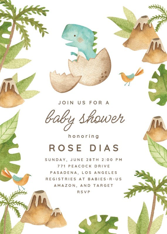 Dino adventure - baby shower invitation