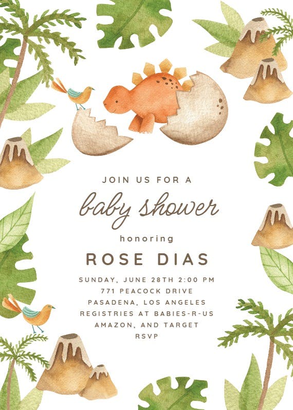 Dino adventure -  invitación para baby shower