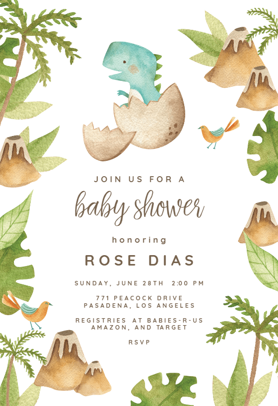 dinosaur invitations baby shower