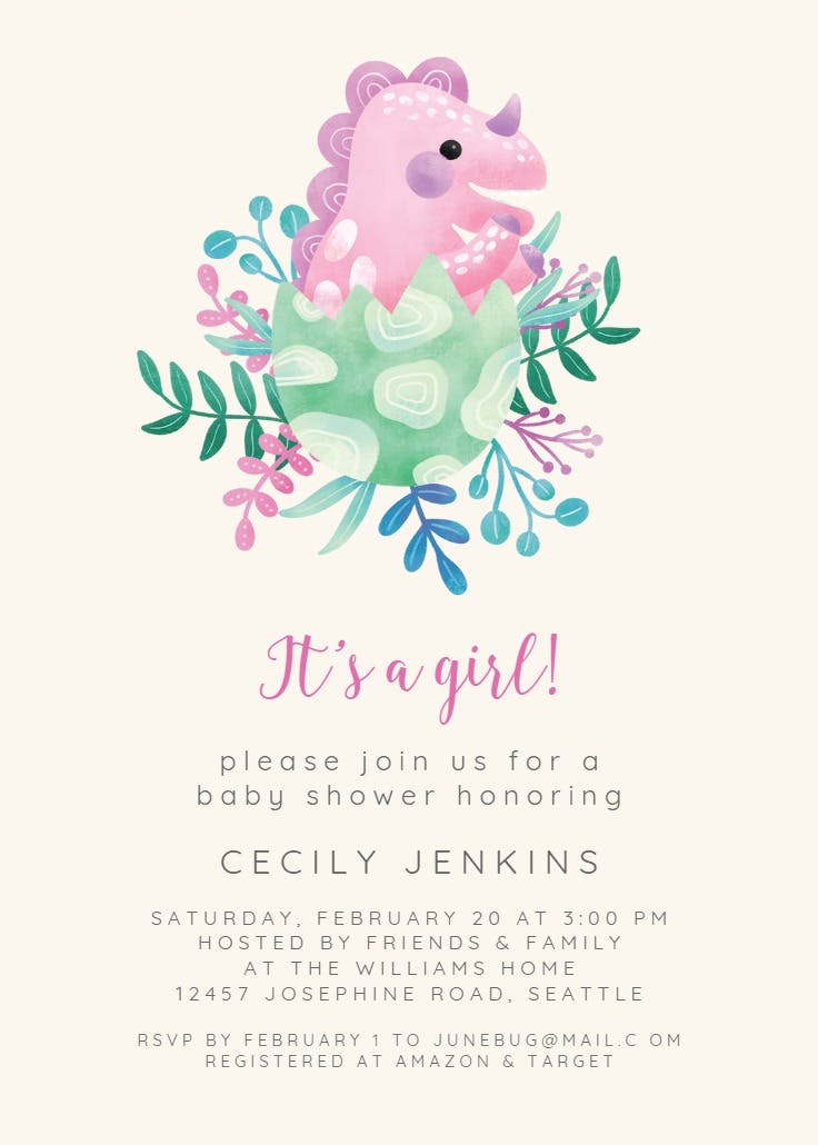 Dino is born - baby shower invitation