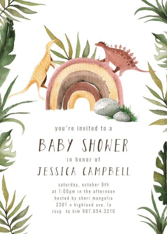 Dino rainbow -  invitación para baby shower