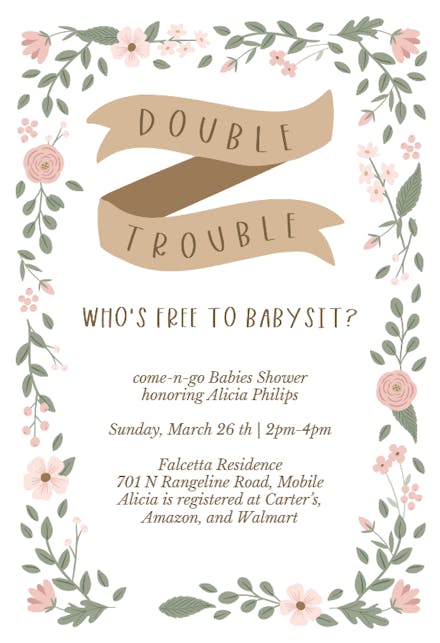 Double Booked - Baby Shower Invitation