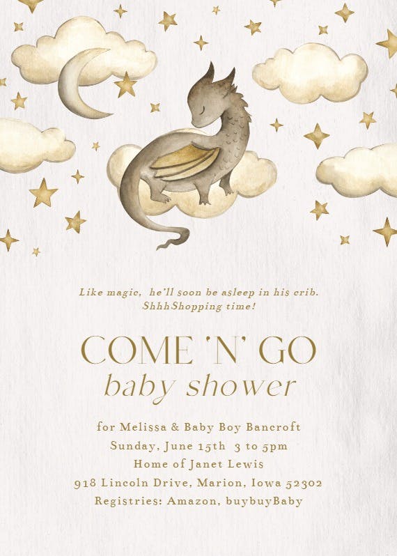 Dragon fliers - baby shower invitation
