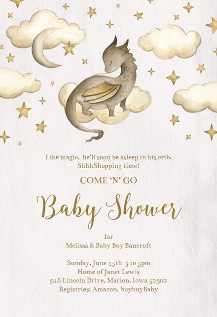 Dragon Fliers - Invitación Para Baby Shower
