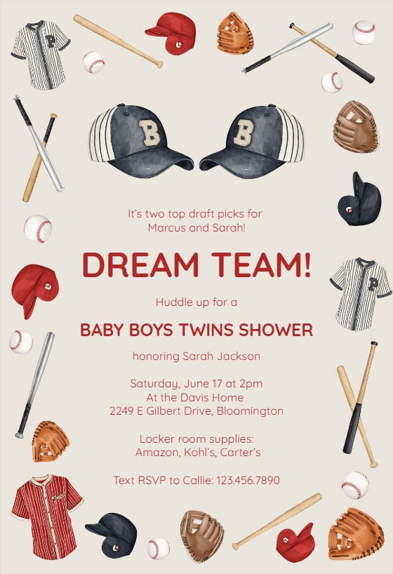 Dream team -  invitación para baby shower