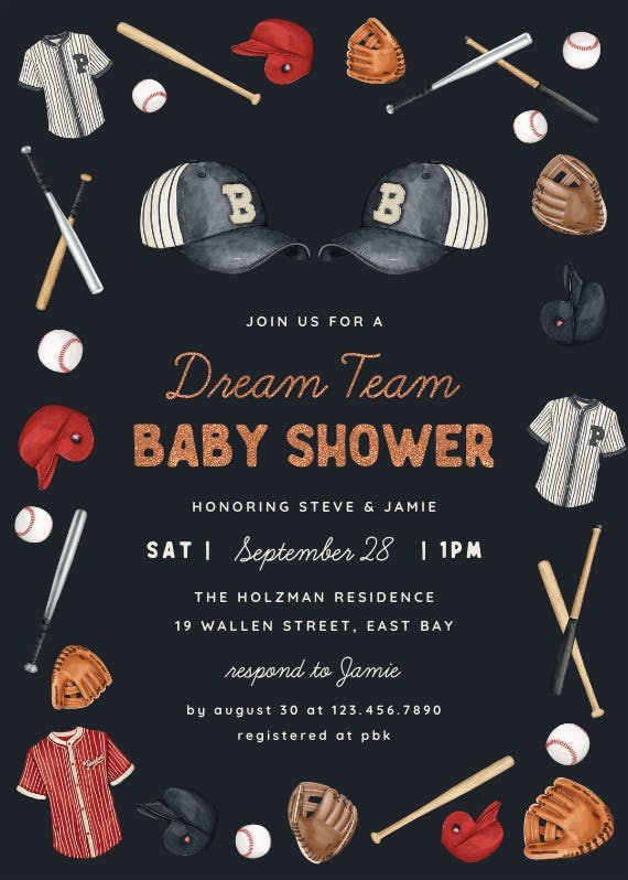 Dream team - baby shower invitation