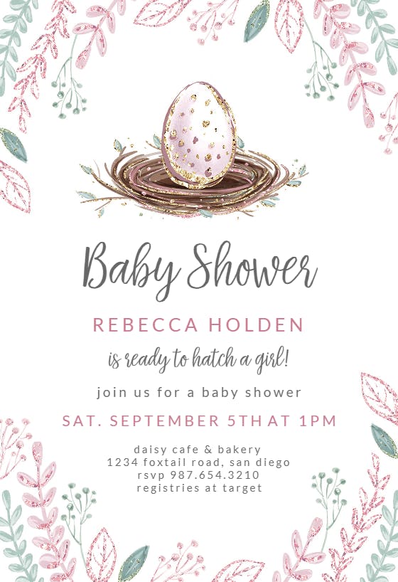 Egg nest - baby shower invitation
