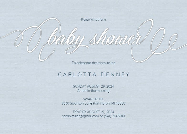 Elegant calligraphy - baby shower invitation