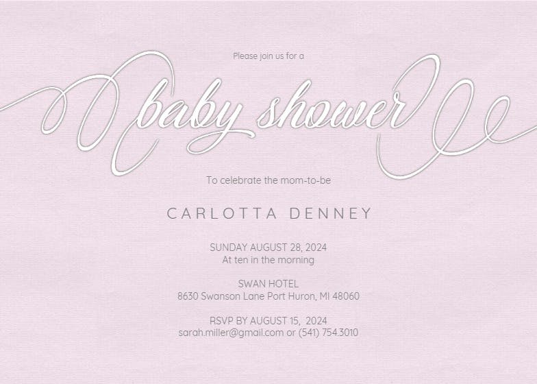 Elegant calligraphy - baby shower invitation
