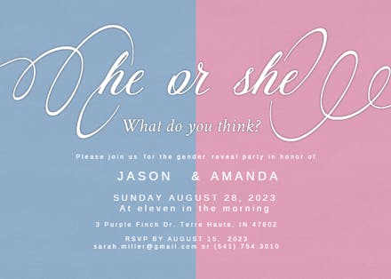 Elegant calligraphy - Gender Reveal Invitation