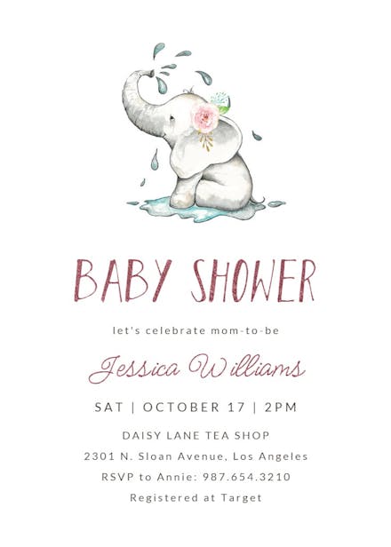 Elegant elephant - baby shower invitation