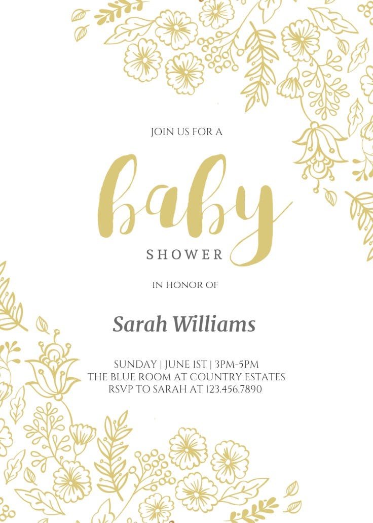 Elegant flowers - baby shower invitation