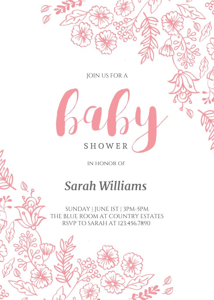 Elegant flowers - baby shower invitation