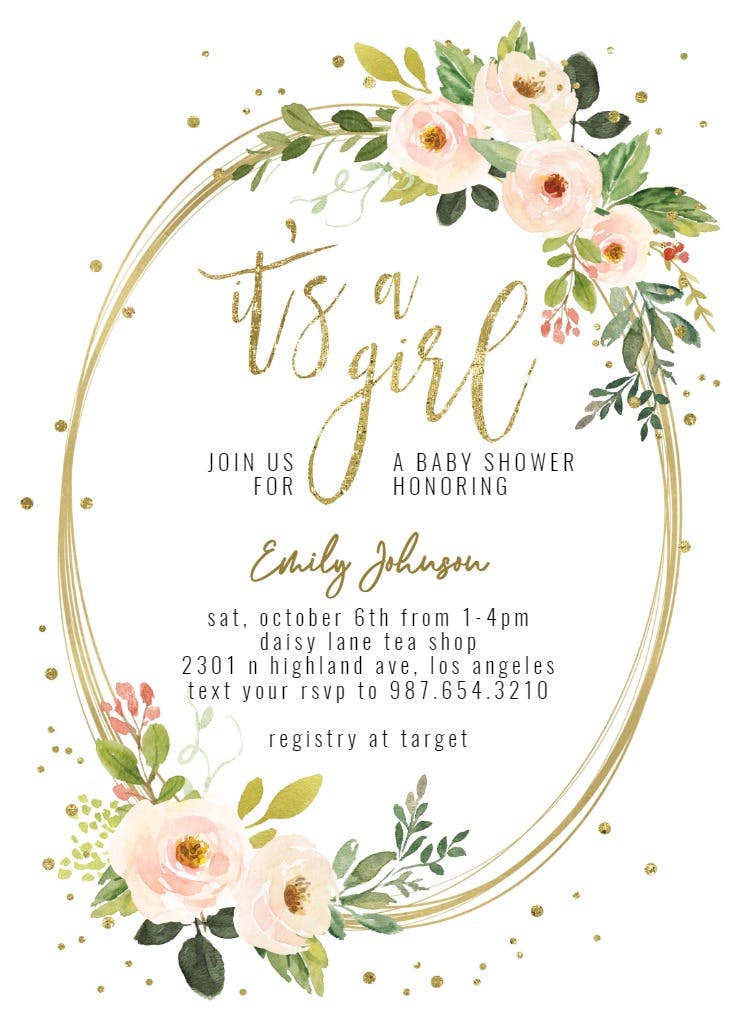 Ellipse golden rings -  invitación para baby shower