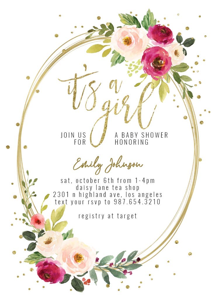 Ellipse golden rings - baby shower invitation