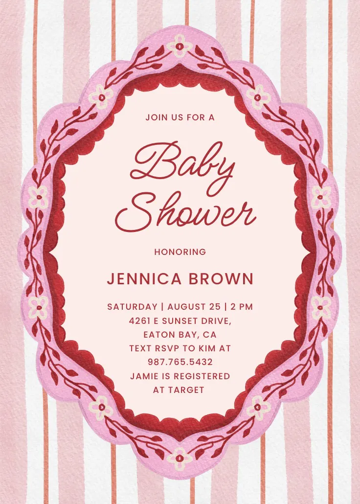 Embroidered love - baby shower invitation
