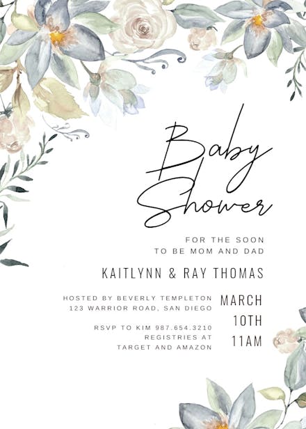 Simple Magnolia - Baby shower invitation Template | Greetings Island