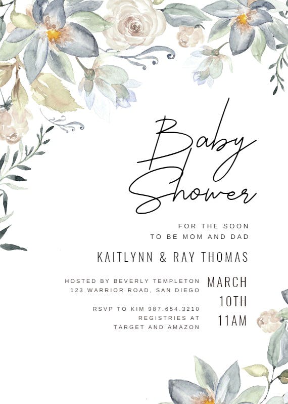 Eucalyptus charm - baby shower invitation