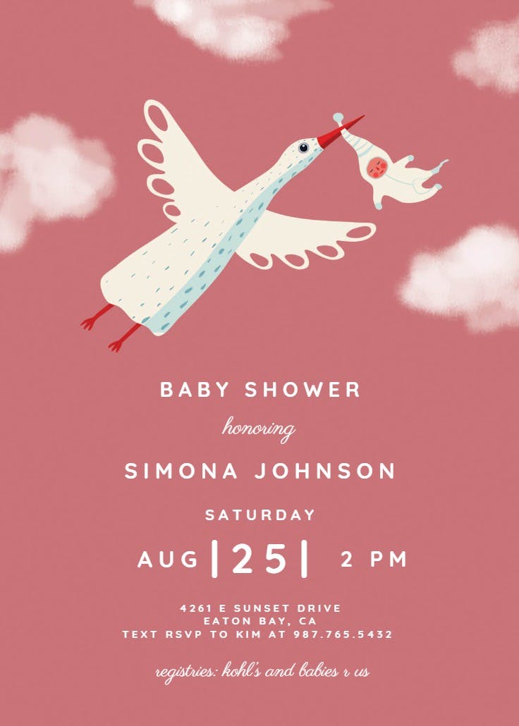 Fair skies pink - baby shower invitation