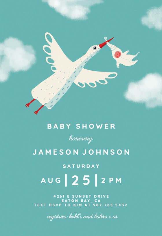 Fair skies pink -  invitación para baby shower de bebé niño