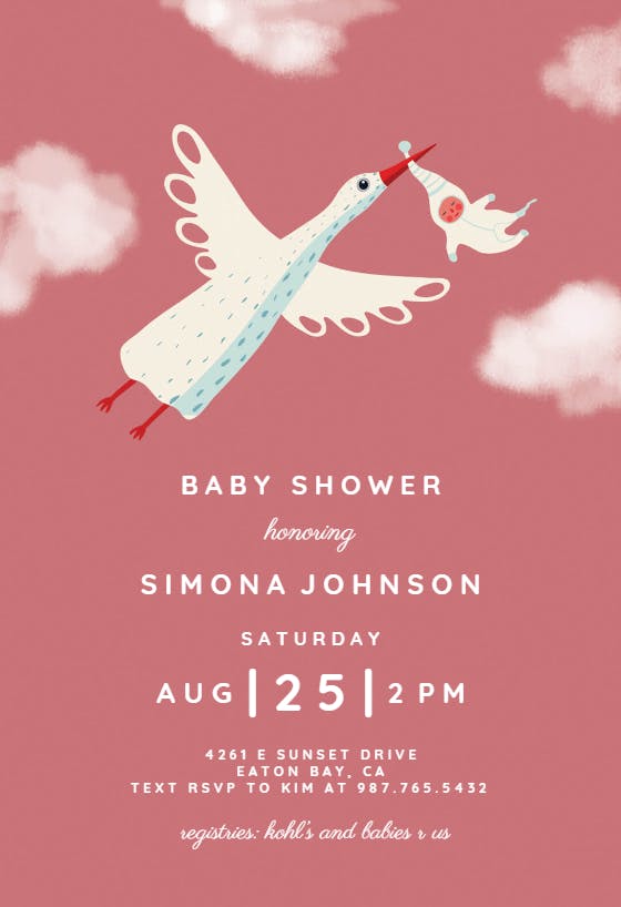 Fair skies pink -  invitación para baby shower de bebé niño gratis