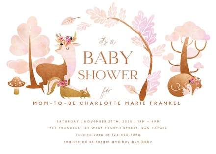 Fairy forest woodland - baby shower invitation