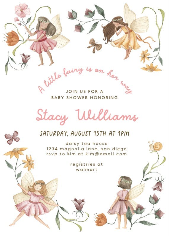 Fairy garden -  invitación para baby shower