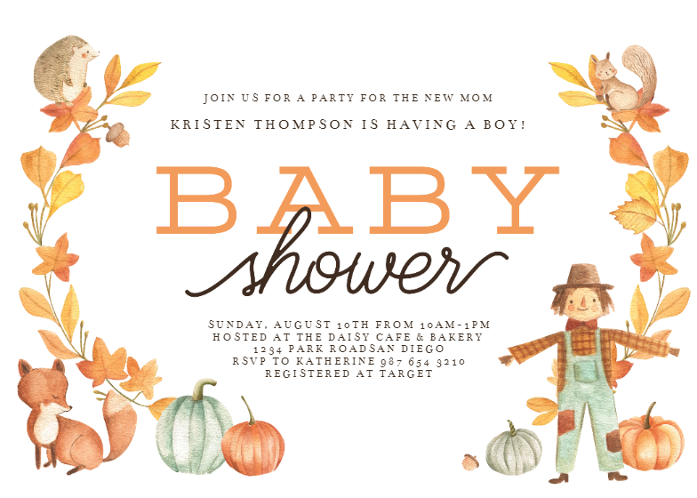 free fall baby shower invitations