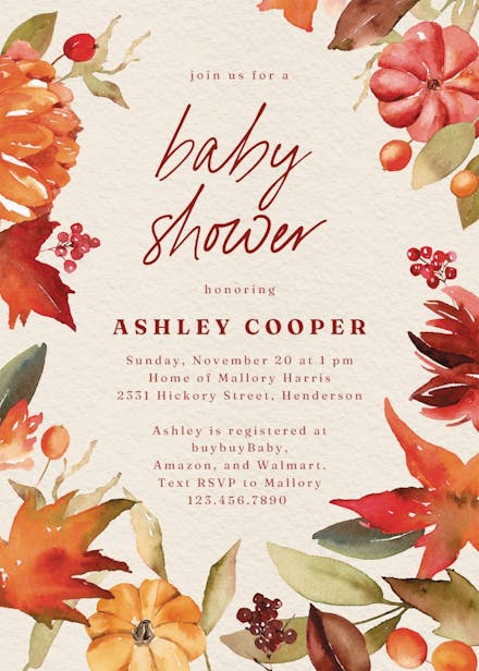 Fall flare - baby shower invitation