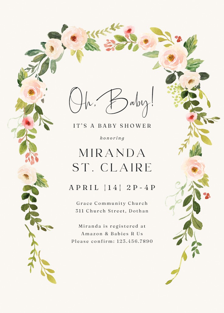 Falling flowers - Baby shower invitation Template | Greetings Island