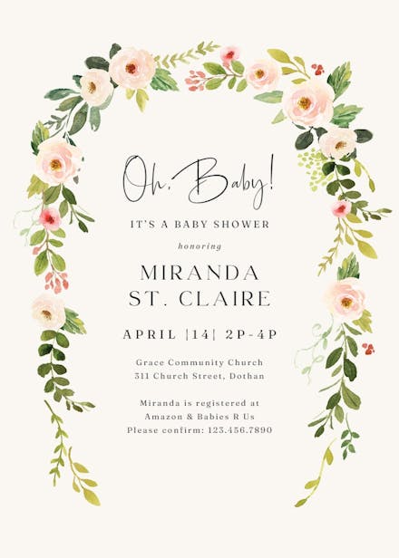 Falling Flowers - Baby Shower Invitation Template | Greetings Island