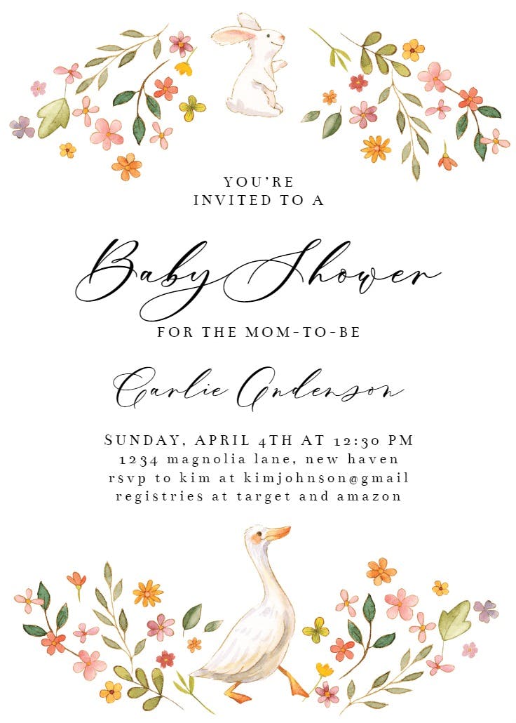 Farm animal - baby shower invitation