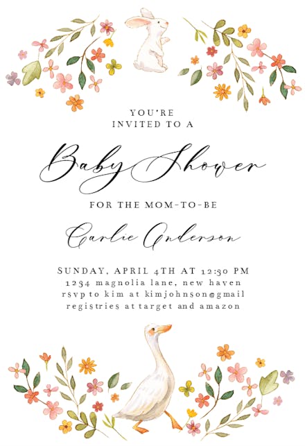 Farm animal - baby shower invitation