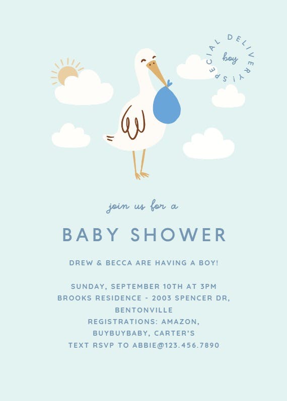 First class - baby shower invitation