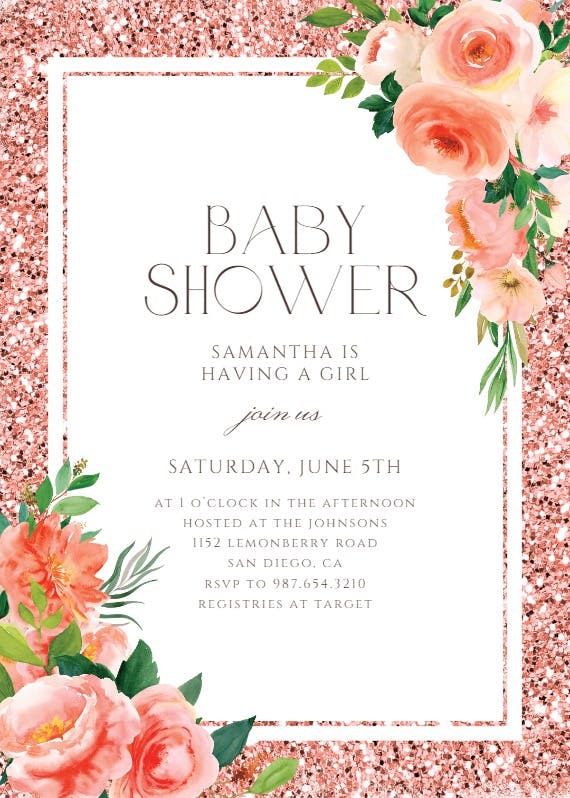 Floral and glitter - printable party invitation