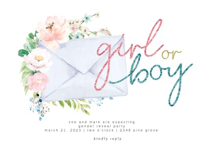 Floral envelope - Gender Reveal Invitation